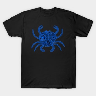 Mandala Crab (blue and black inverted) T-Shirt